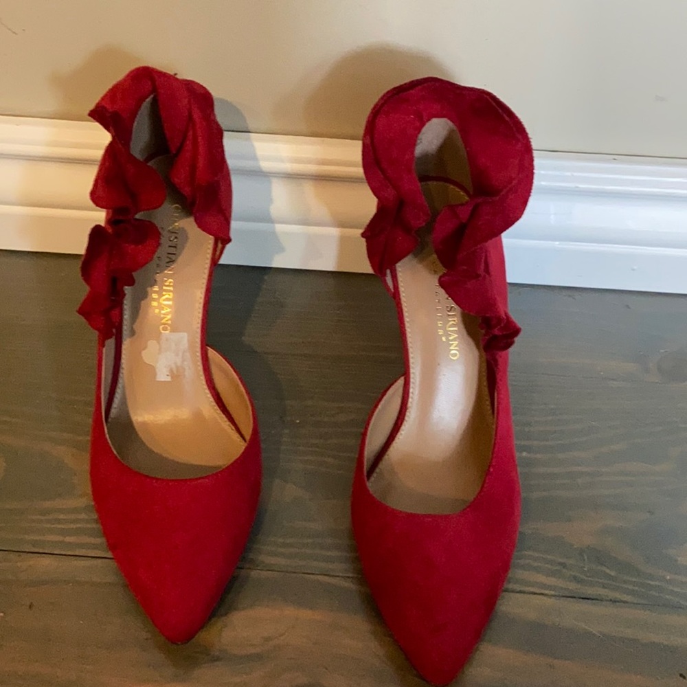 Red ruffled heels